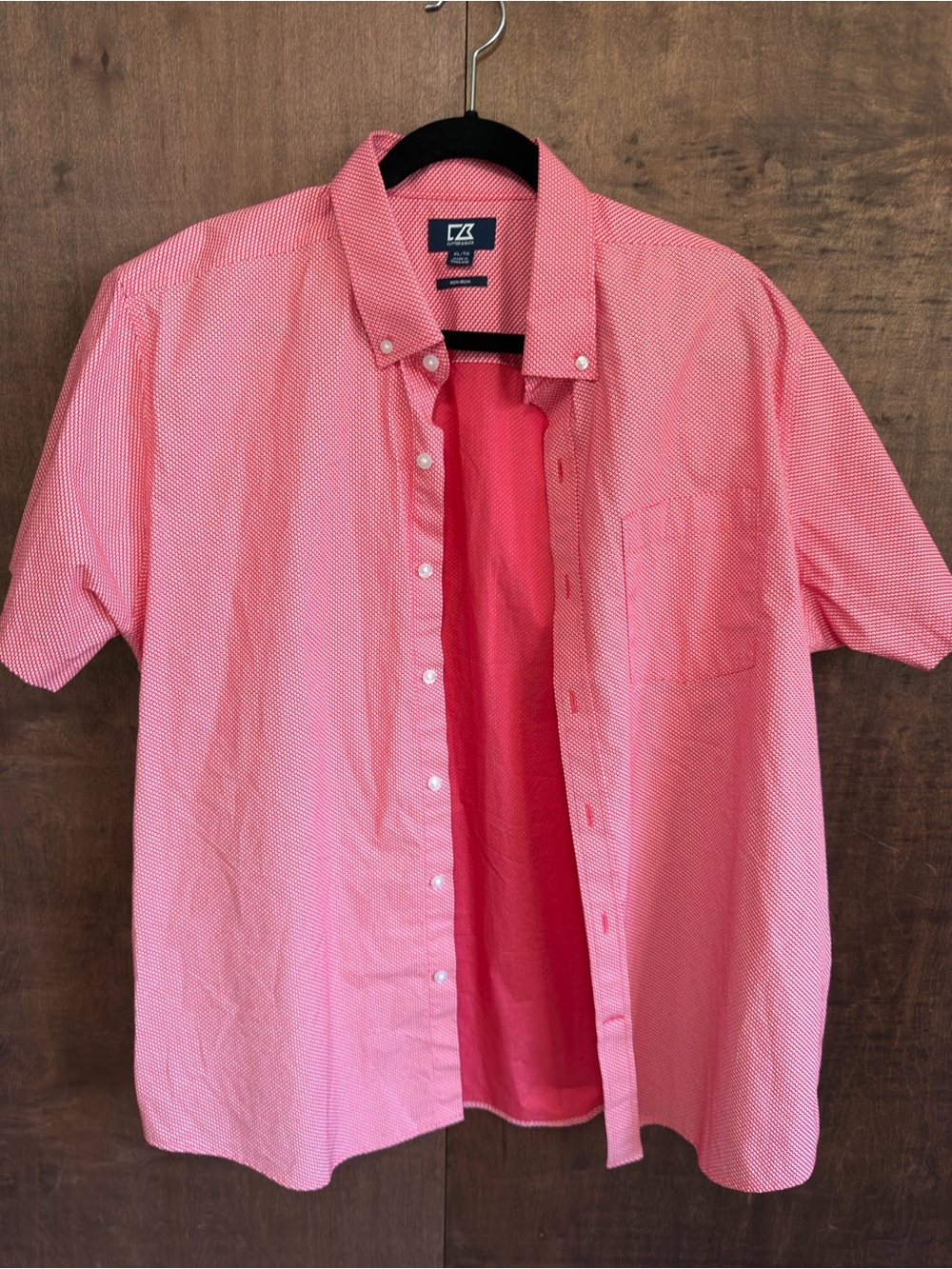 Cutter & Buck Red-Pink Short-Sleeve Button-Down Shirt (1020)